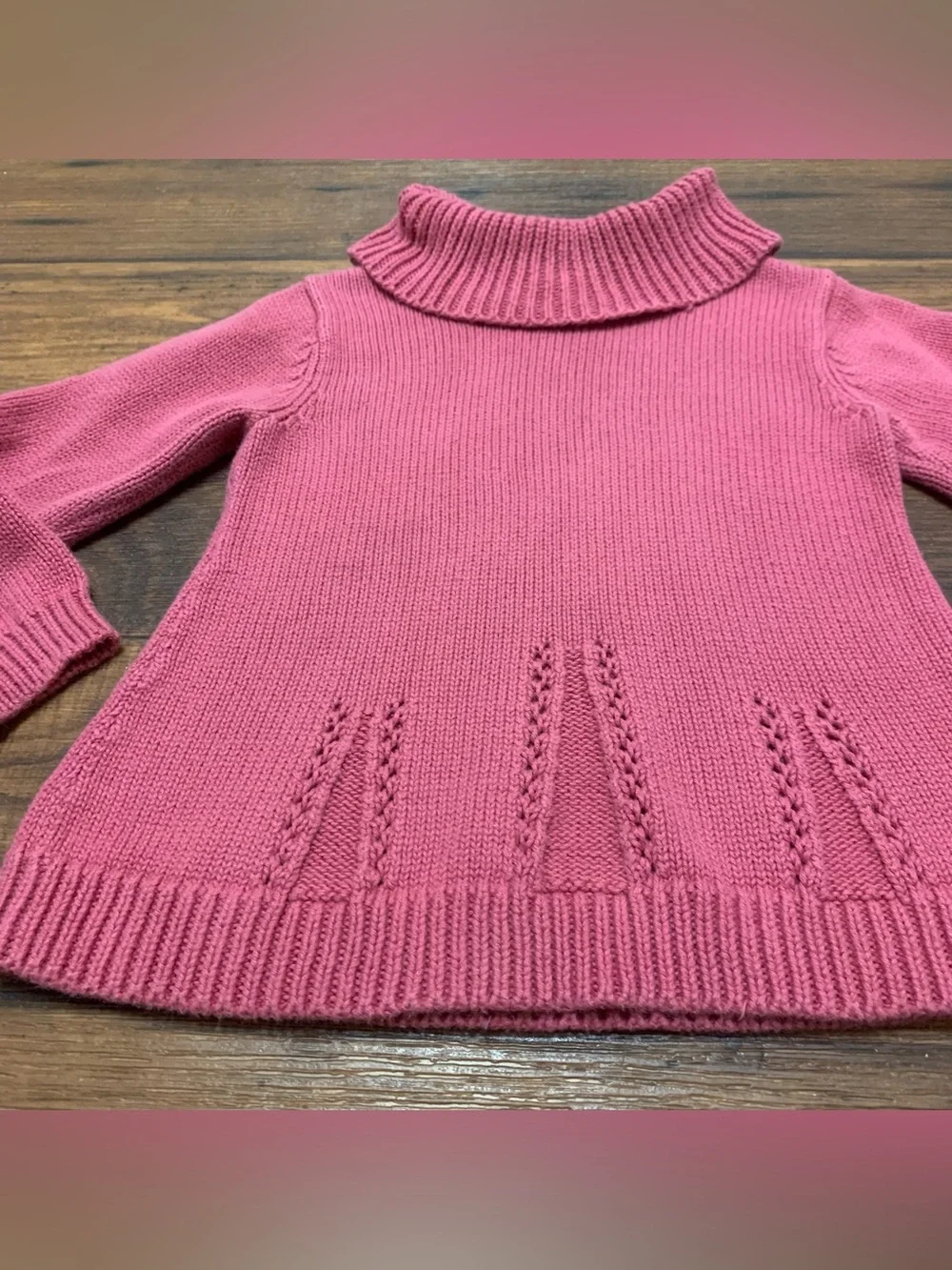 Baby Gap knit cowl neck pullover Pink sweater Toddler Girls Sz 3 100% Cotton
